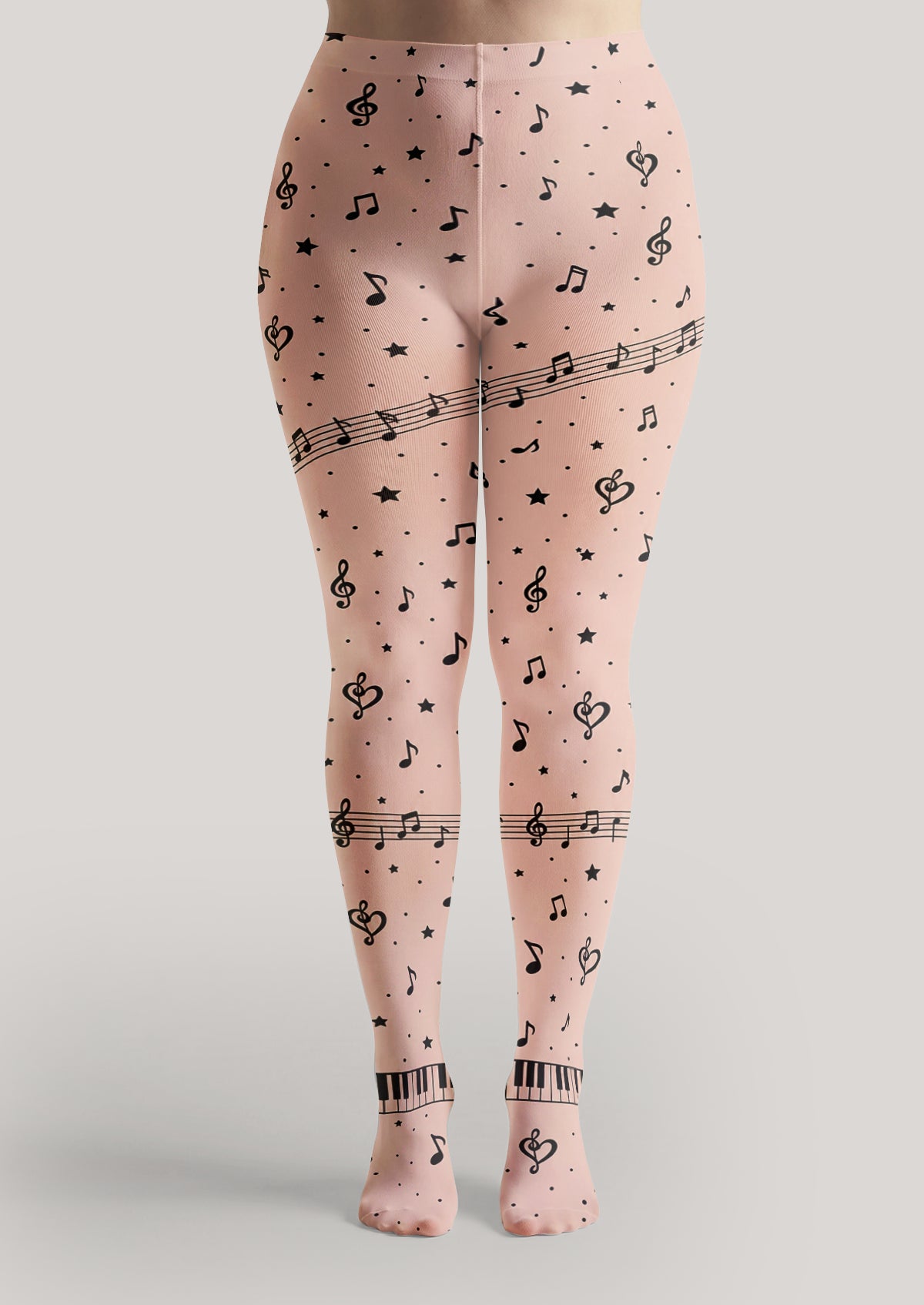 Beige Music Note Tights