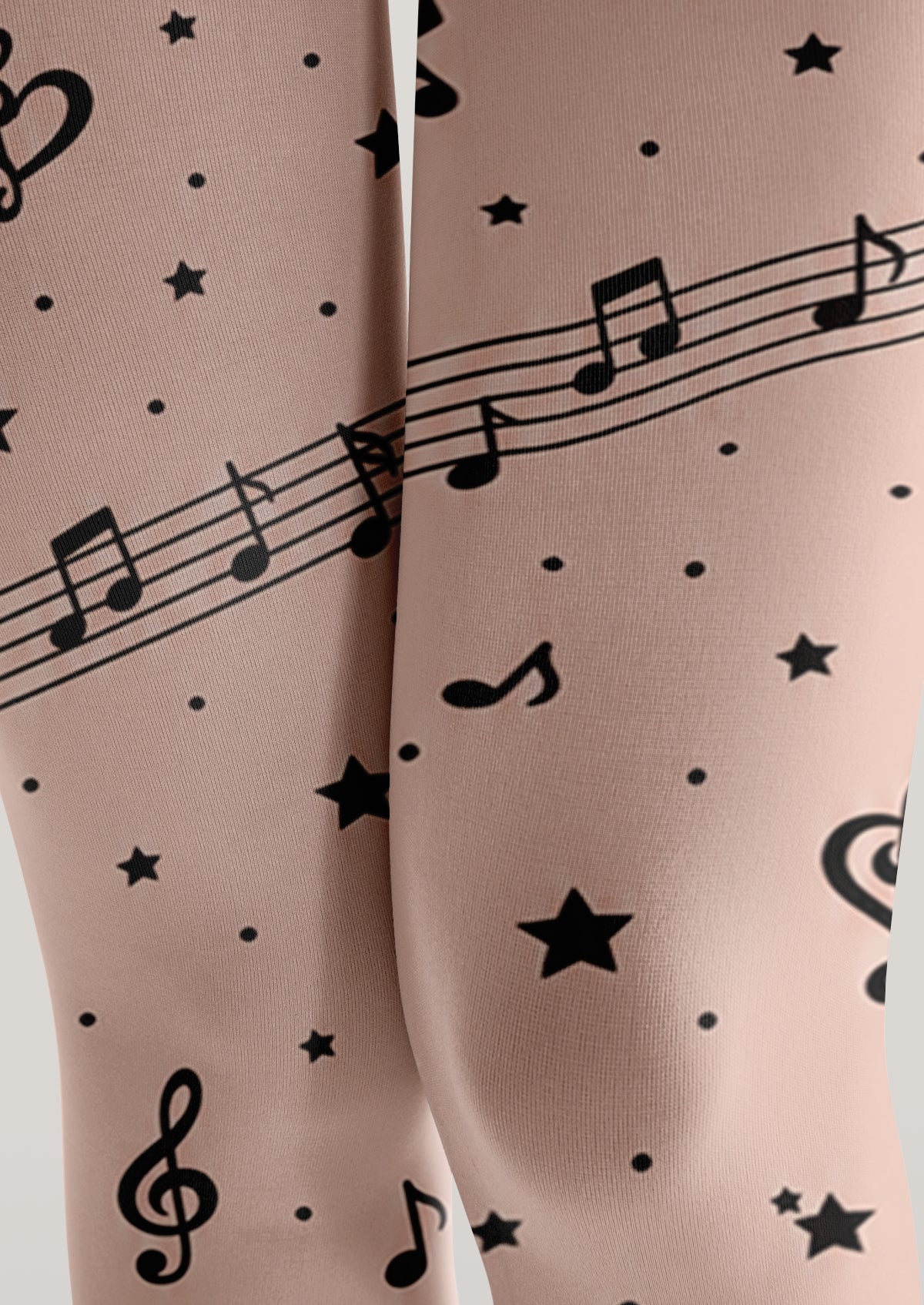 Beige Music Note Tights