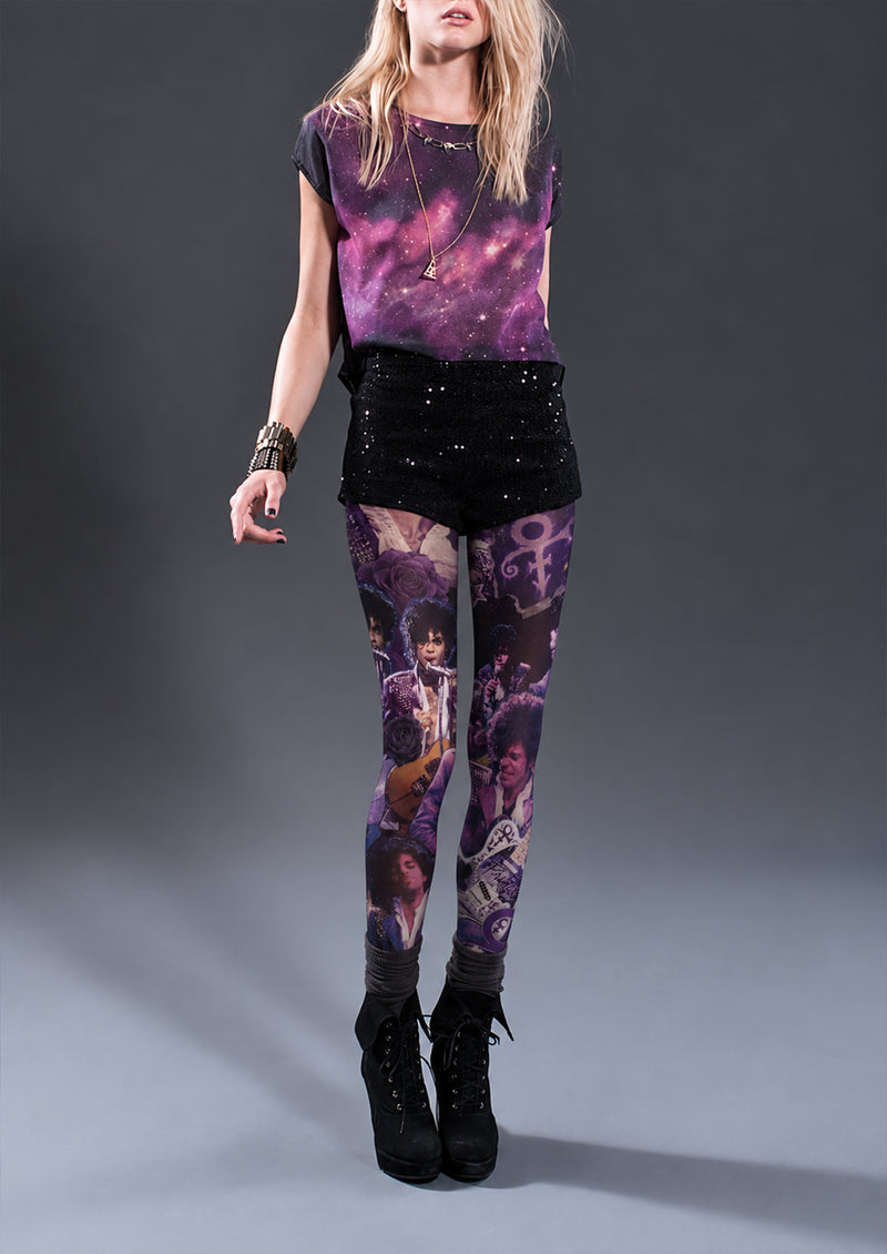 Purple Prince Collage Tights