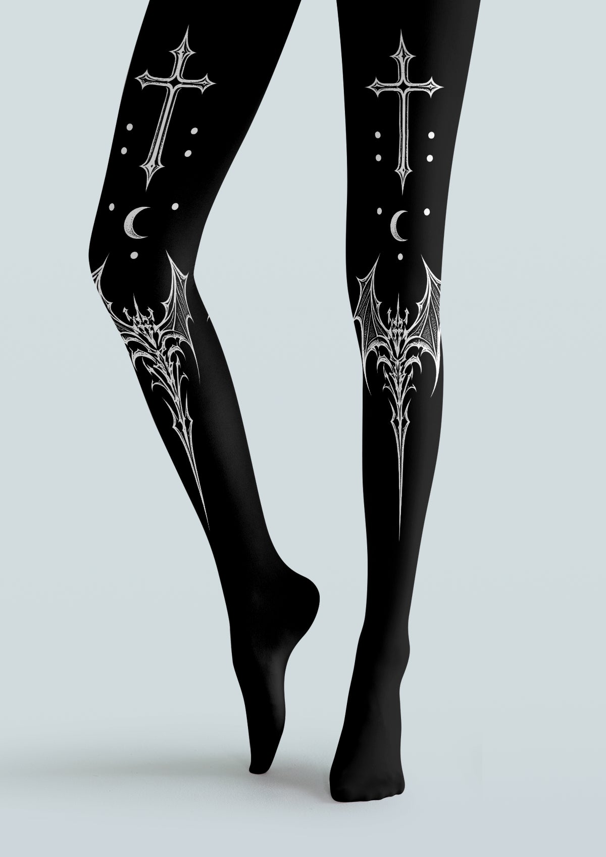 Black Gothic Cross Bat Tights