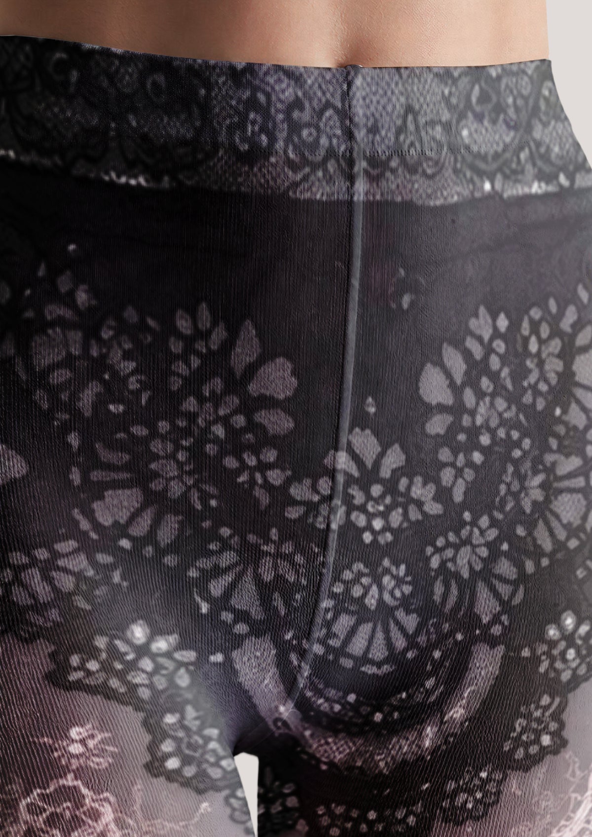 Pink Black Lace-Up Tights