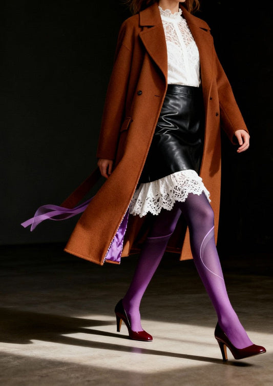Violet Curve Graphic Tights Hosiery Pantyhose