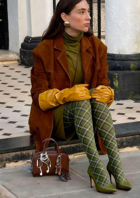 Plaid Green Tights Hosiery Pantyhose