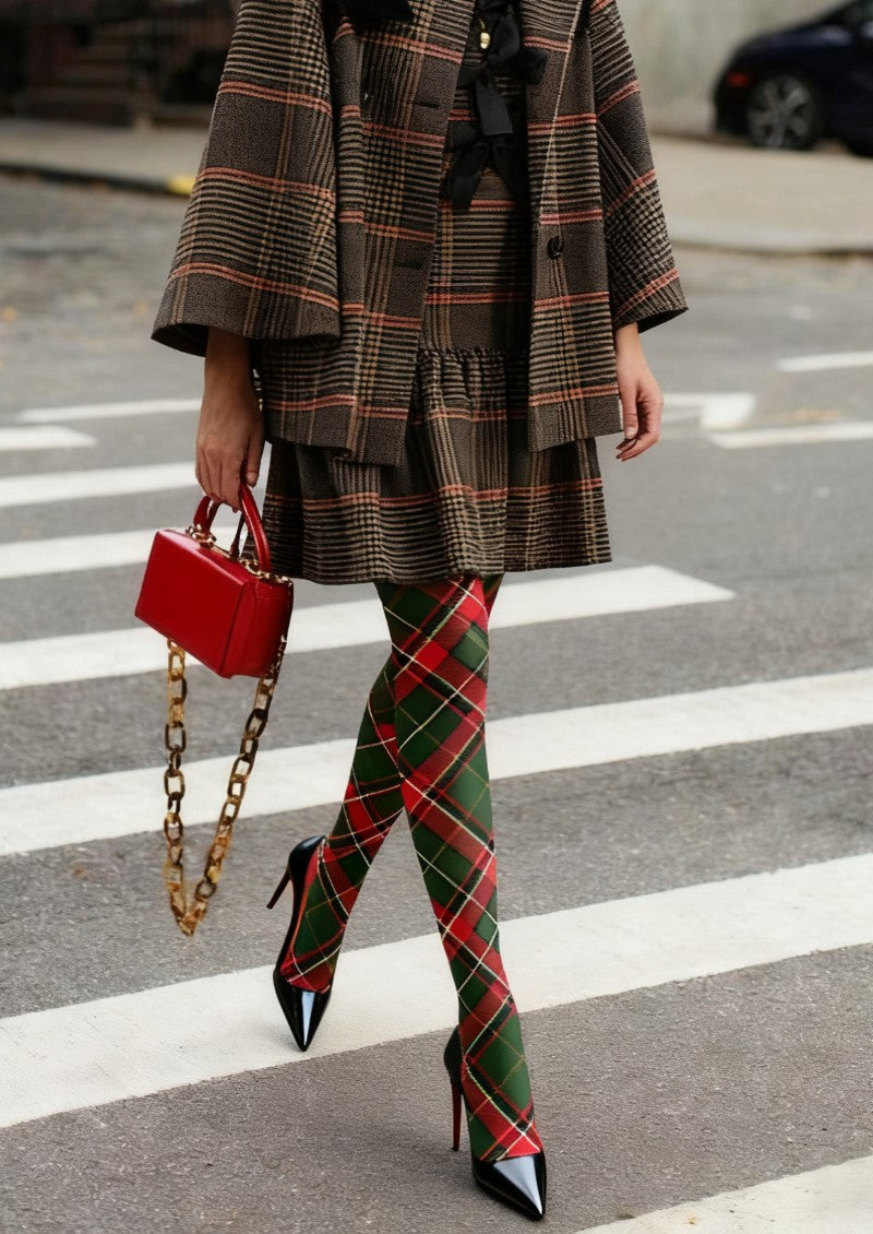 Plaid Red Green Tights Hosiery Pantyhose