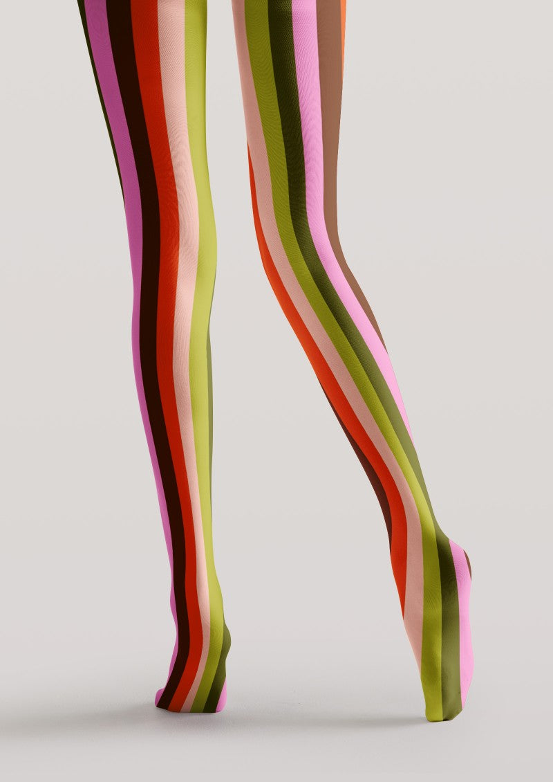 Colorful Vertical Striped Tights Hosiery Pantyhose