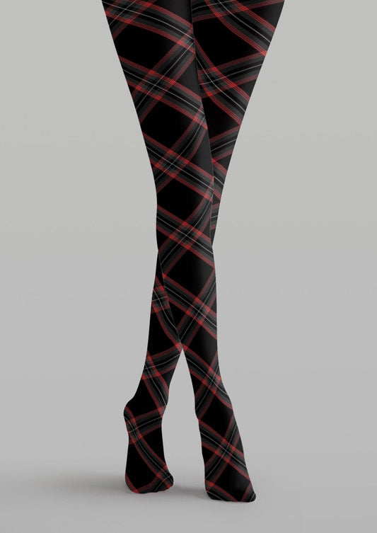 Black Red Plaid Tights Hosiery Pantyhose