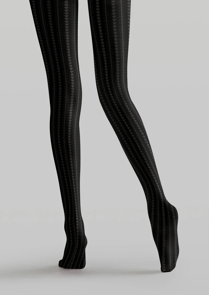 Black Ribbed Tights Hosiery Pantyhose