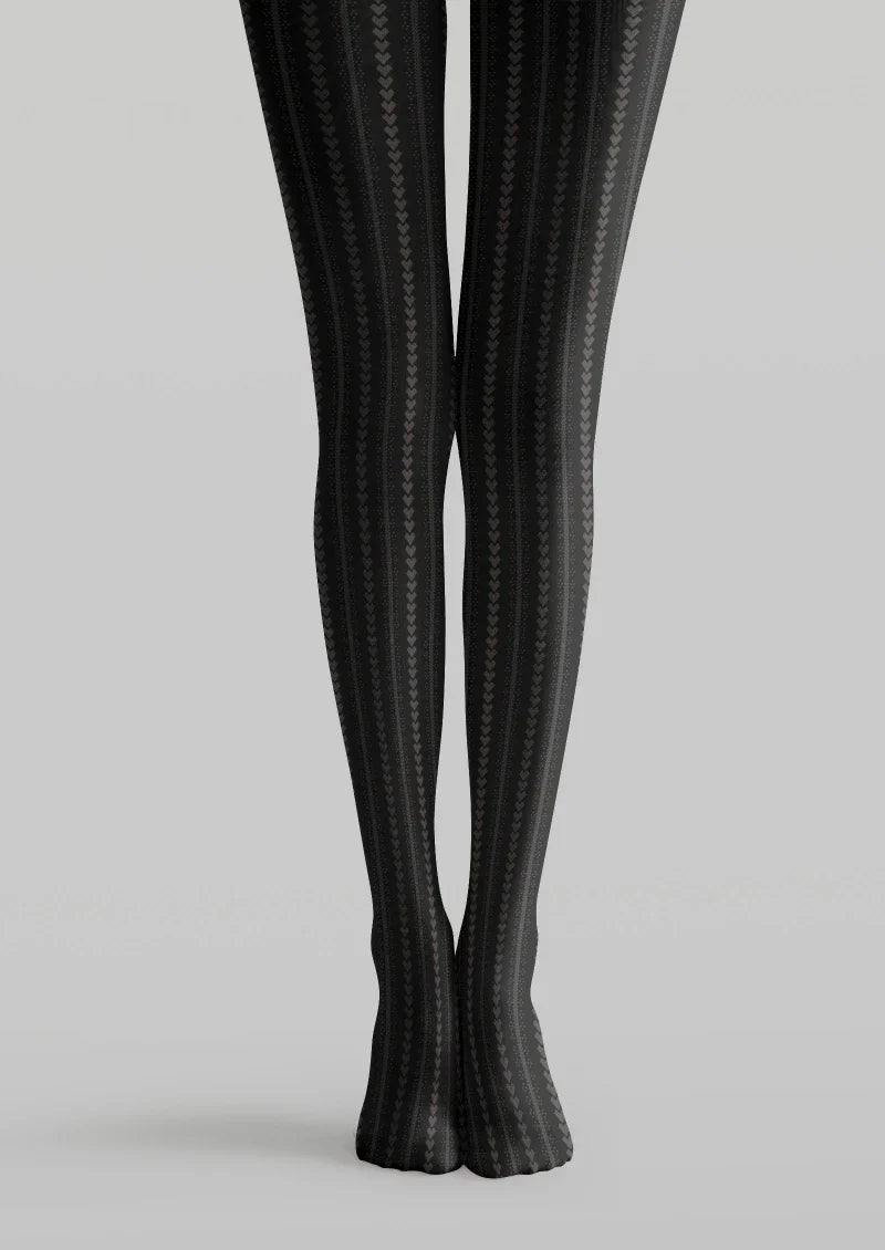 Black Ribbed Tights Hosiery Pantyhose