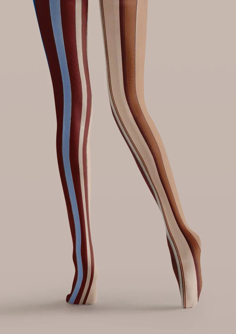 Brown Red Stripe Tights Hosiery Pantyhose