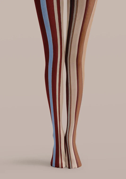 Brown Red Stripe Tights Hosiery Pantyhose