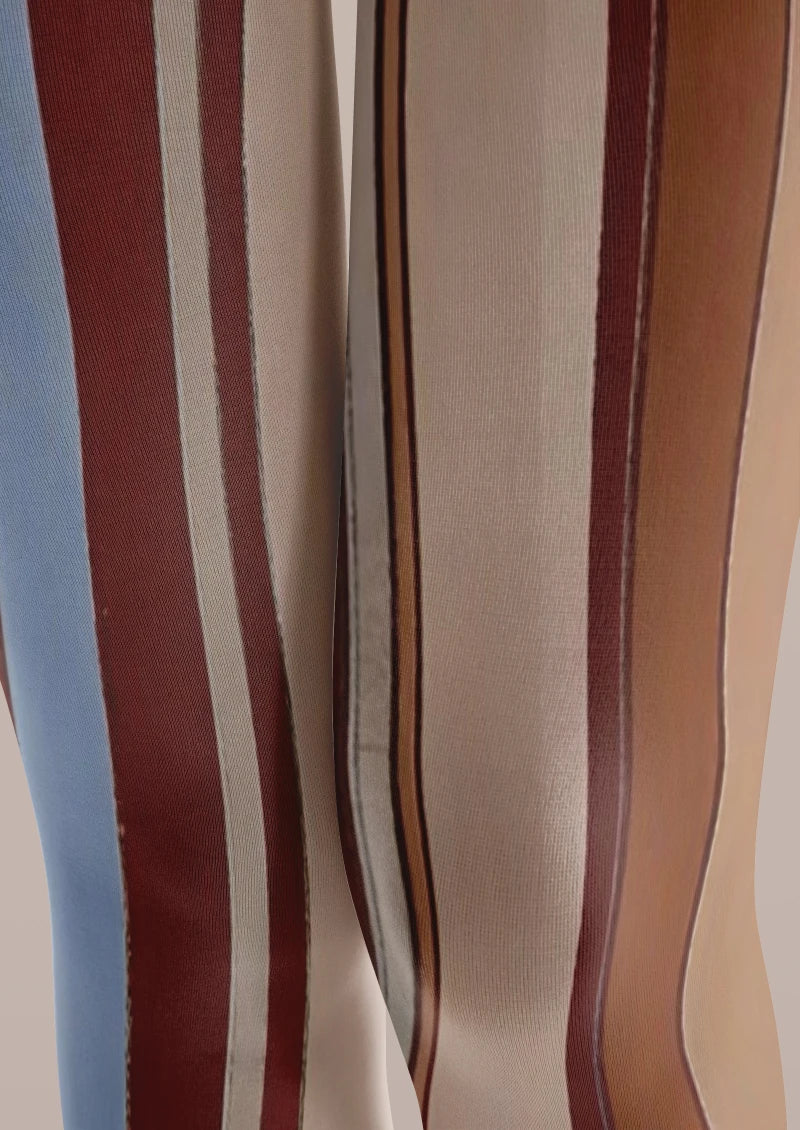 Brown Red Stripe Tights Hosiery Pantyhose