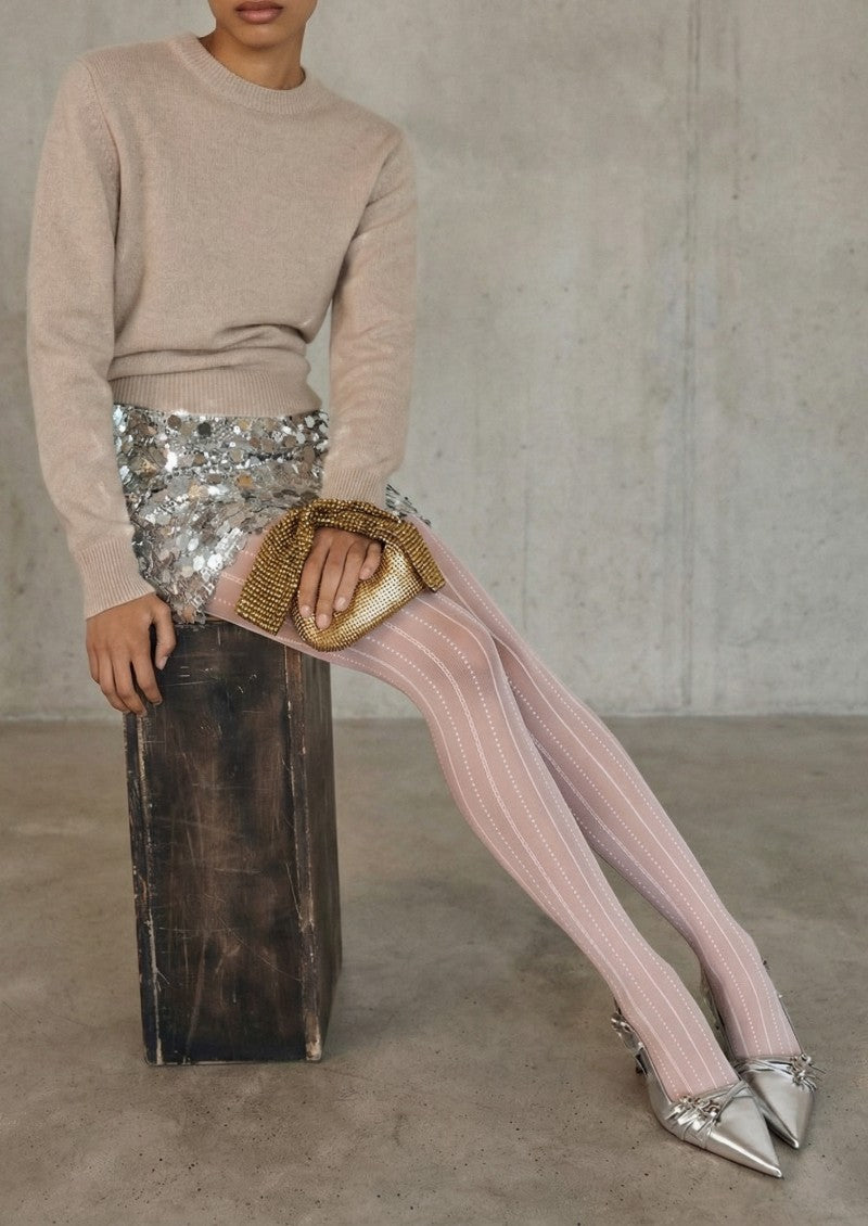 Light Pink Ribbed Tights Hosiery Pantyhose