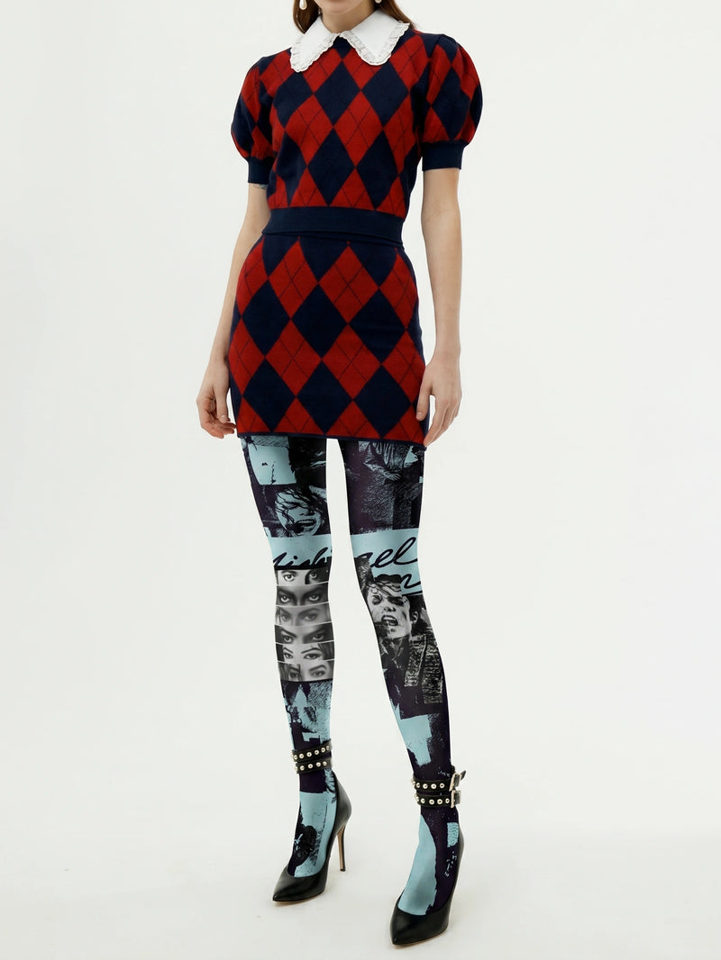 Michael Jackson Photo Collage Art Print Tights Hosiery Pantyhose
