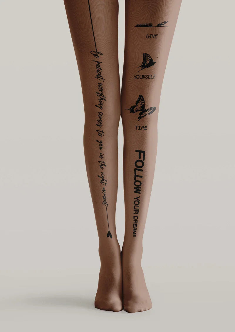 Text Print Graphic Tights Hosiery Pantyhose