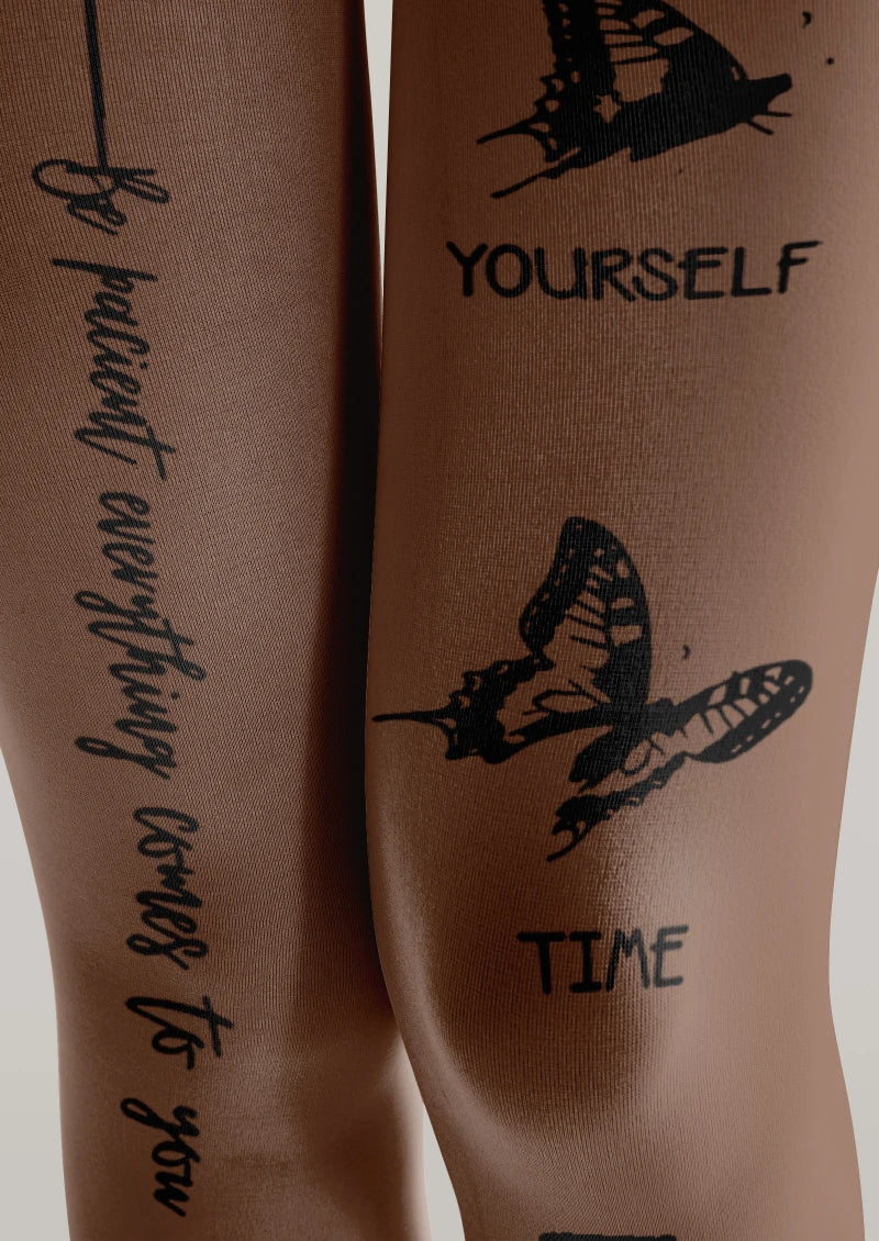 Text Print Graphic Tights Hosiery Pantyhose