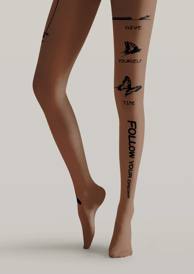 Text Print Graphic Tights Hosiery Pantyhose