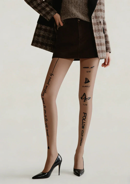 Text Print Graphic Tights Hosiery Pantyhose