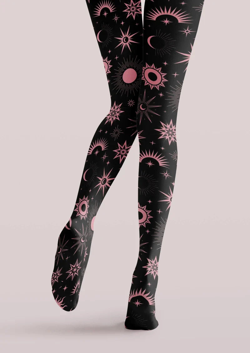 Star & Moon Graphic Tights Hosiery Pantyhose