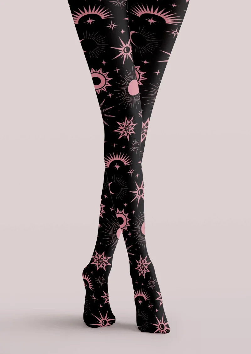 Star & Moon Graphic Tights Hosiery Pantyhose