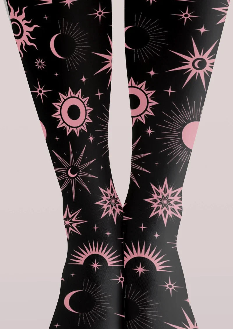 Star & Moon Graphic Tights Hosiery Pantyhose