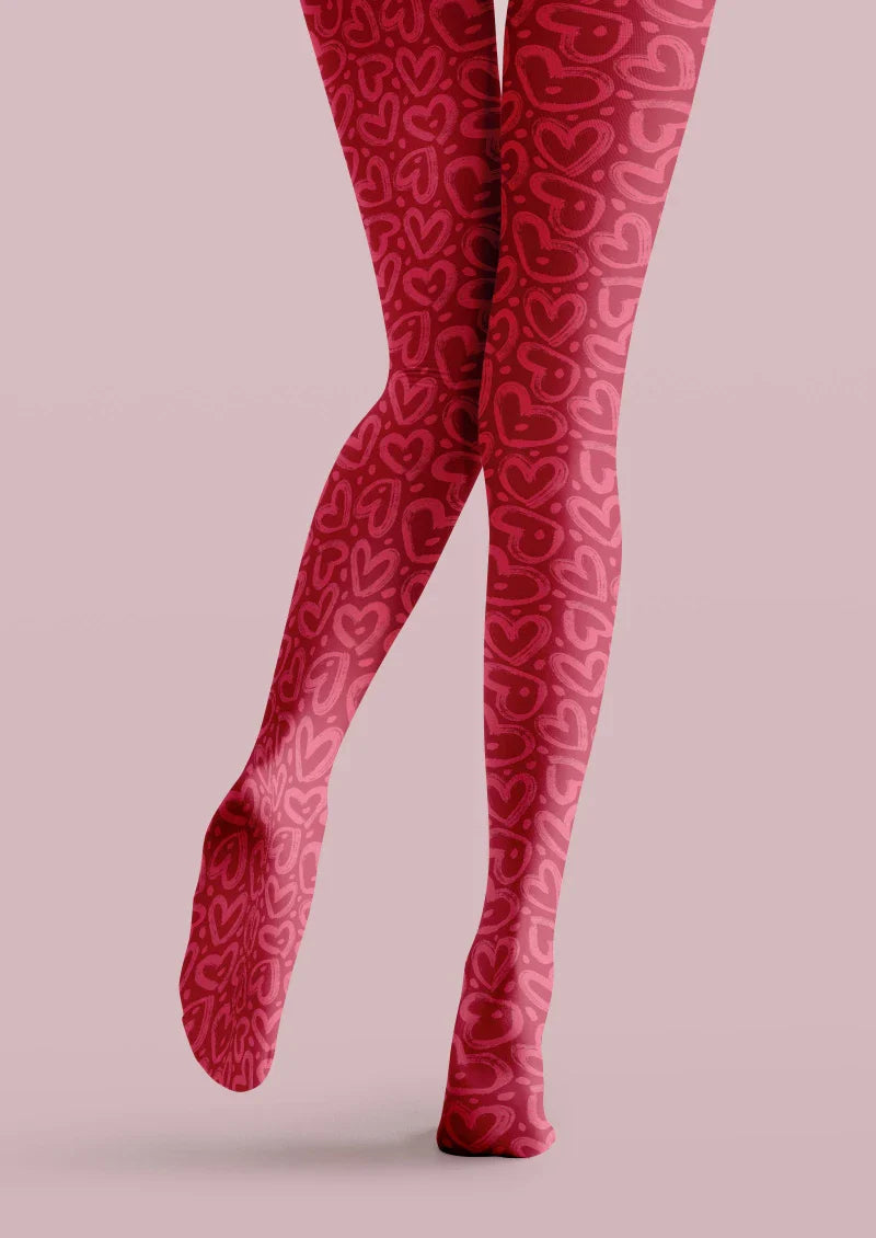 Valentine's Day Red Leopard Print Tights Hosiery Pantyhose