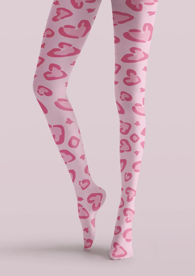 Valentine's Day Pink Heart Pattern Tights Hosiery Pantyhose