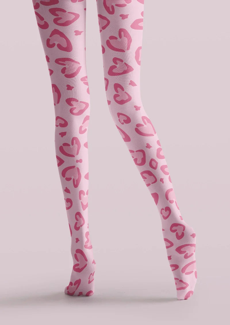 Valentine's Day Pink Heart Pattern Tights Hosiery Pantyhose