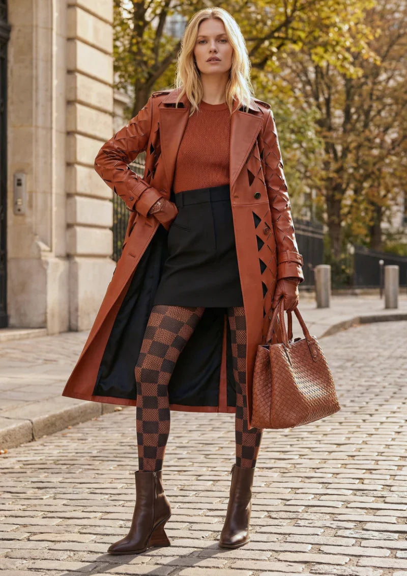 Brown Black Check Tights Hosiery Pantyhose