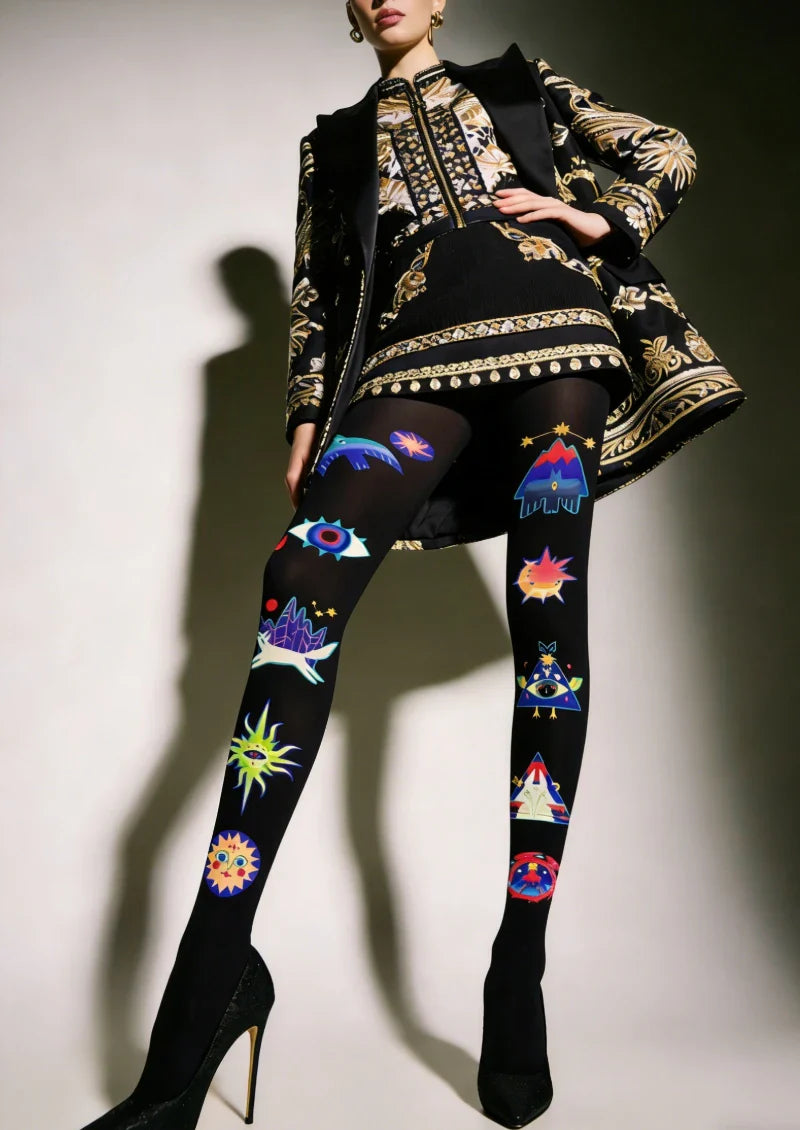 Space Element Graphic Tights Hosiery Pantyhose