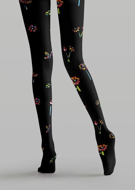 Floral Print Graphic Tights Hosiery Pantyhose