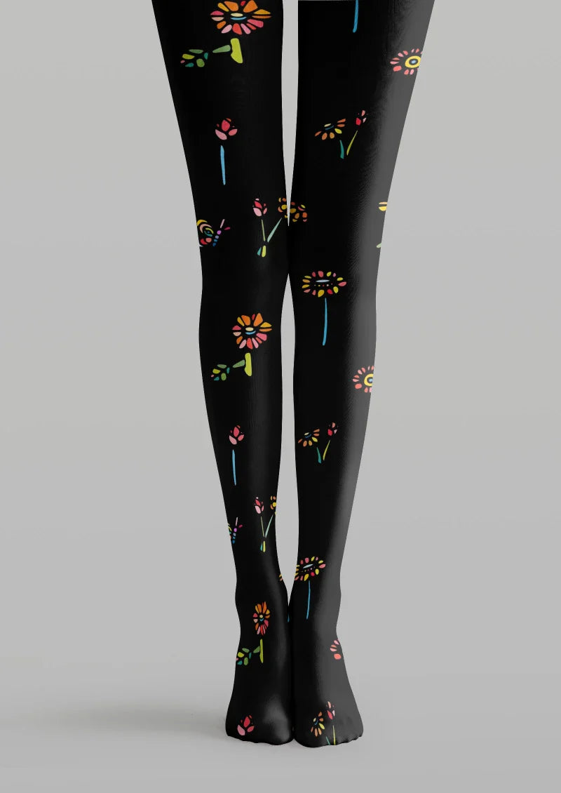 Floral Print Graphic Tights Hosiery Pantyhose