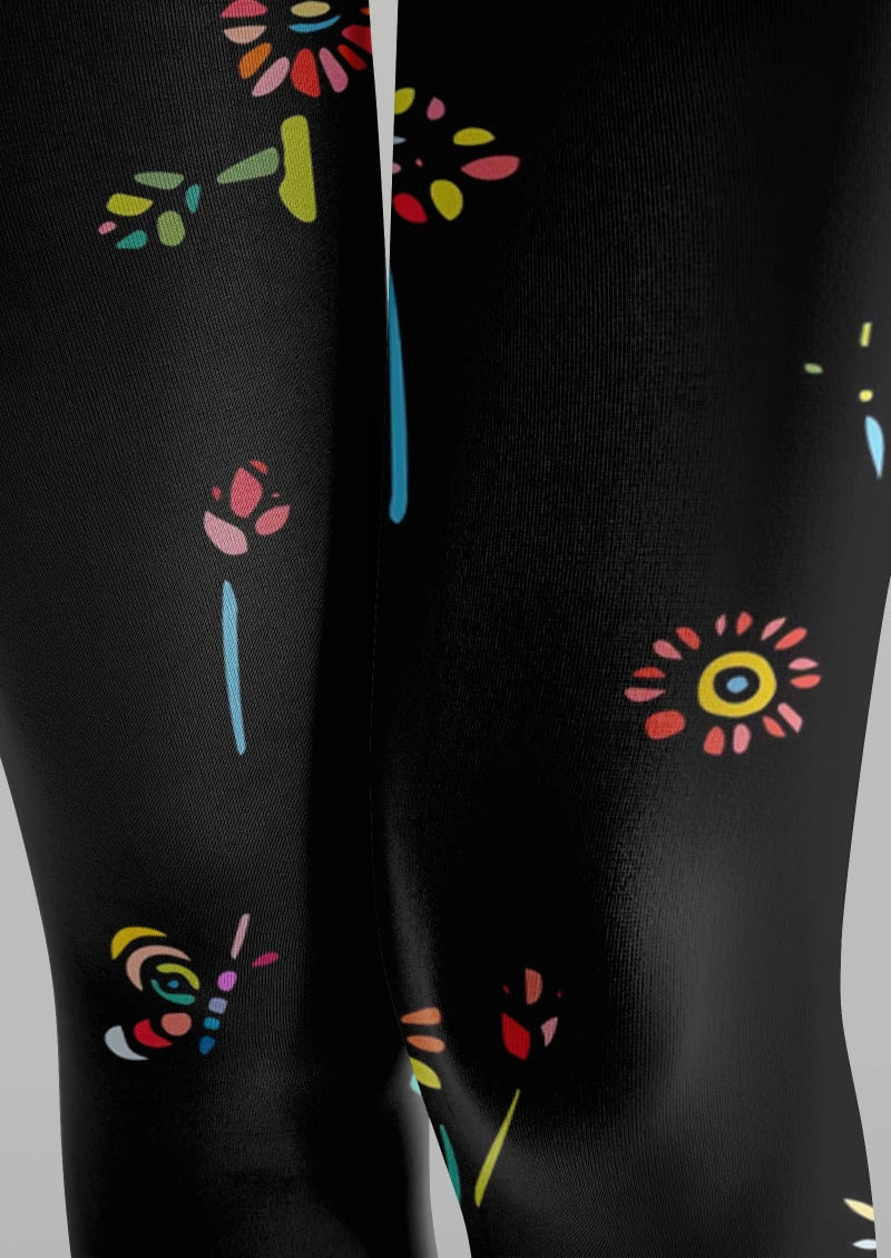 Floral Print Graphic Tights Hosiery Pantyhose