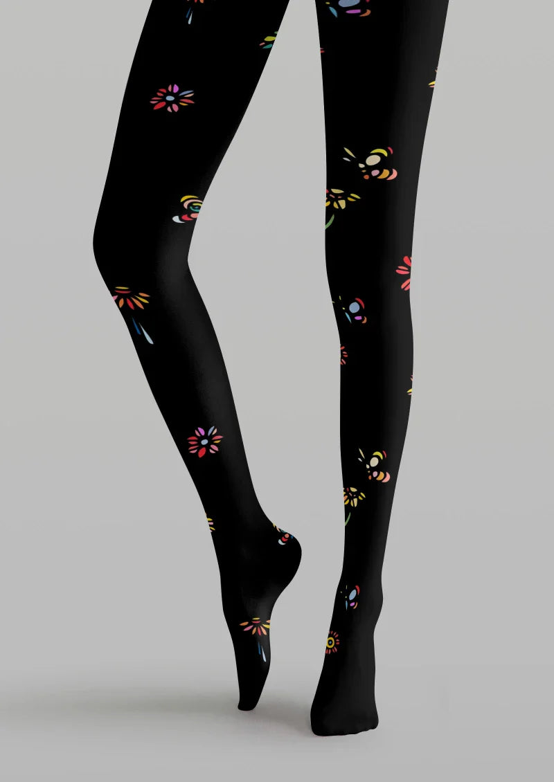 Floral Print Graphic Tights Hosiery Pantyhose