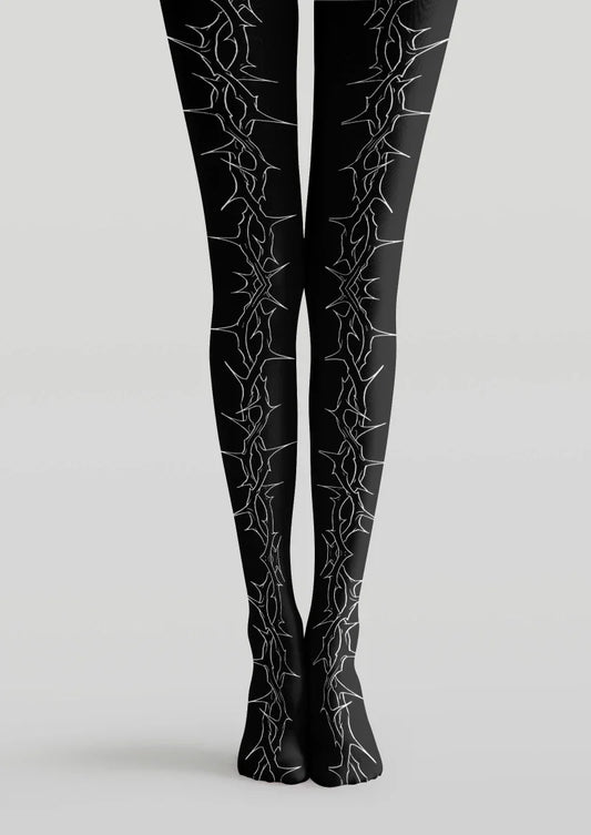 Black Line Graphic Tights Hosiery Pantyhose