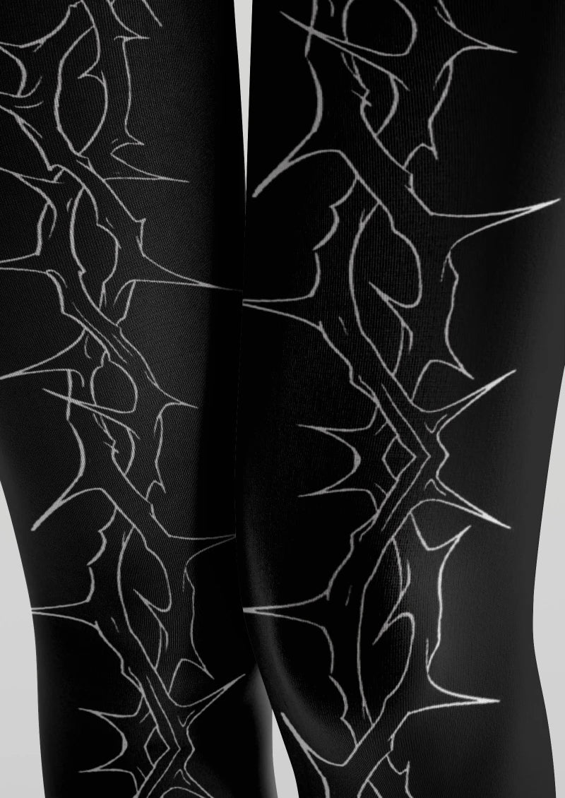 Black Line Graphic Tights Hosiery Pantyhose