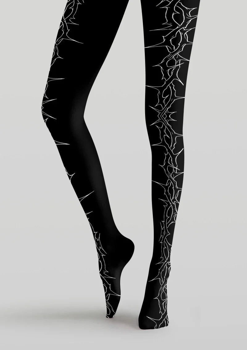 Black Line Graphic Tights Hosiery Pantyhose