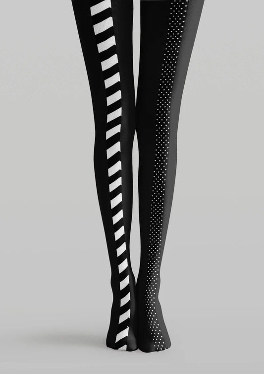 Black White Striped Tights Hosiery Pantyhose