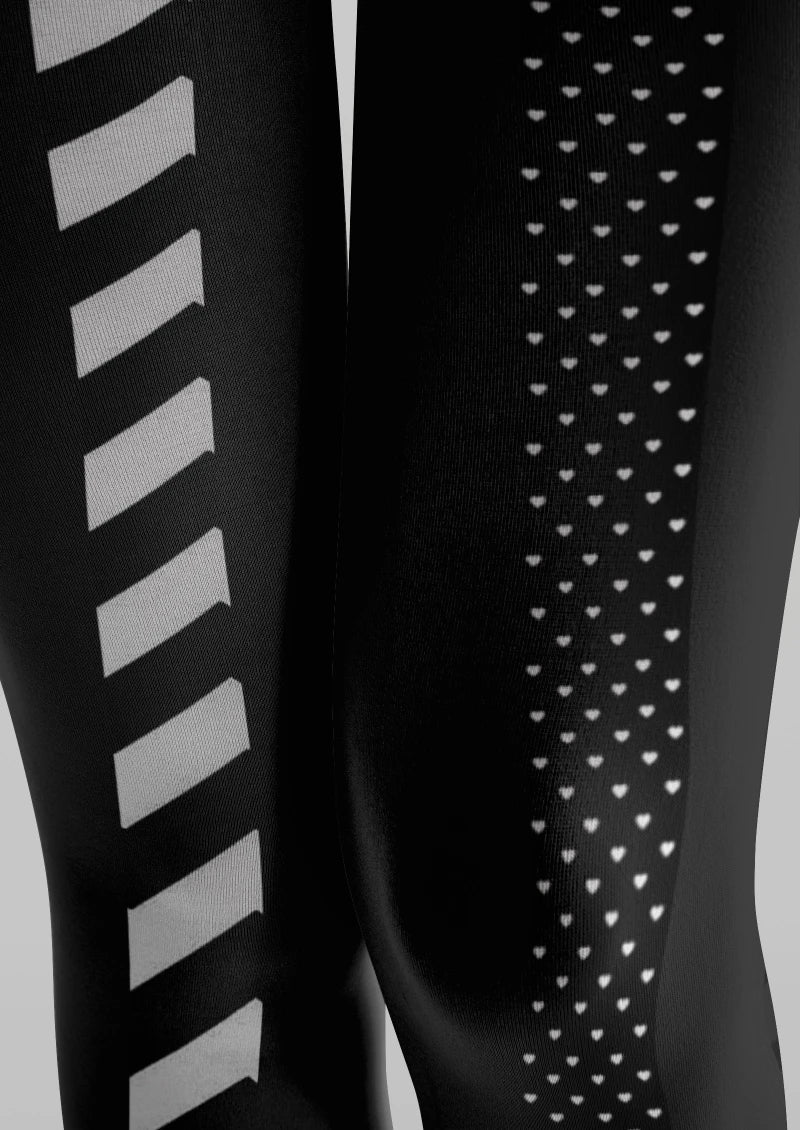 Black White Striped Tights Hosiery Pantyhose