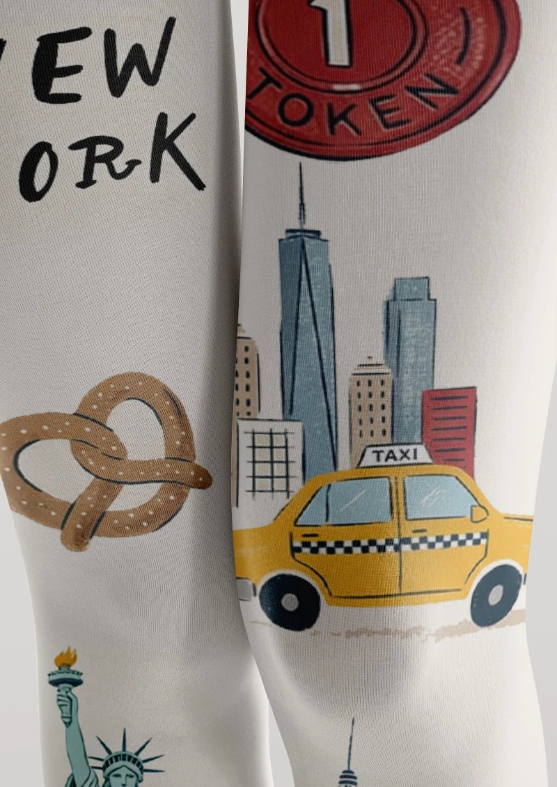 New York Theme Graphic Tights Hosiery Pantyhose
