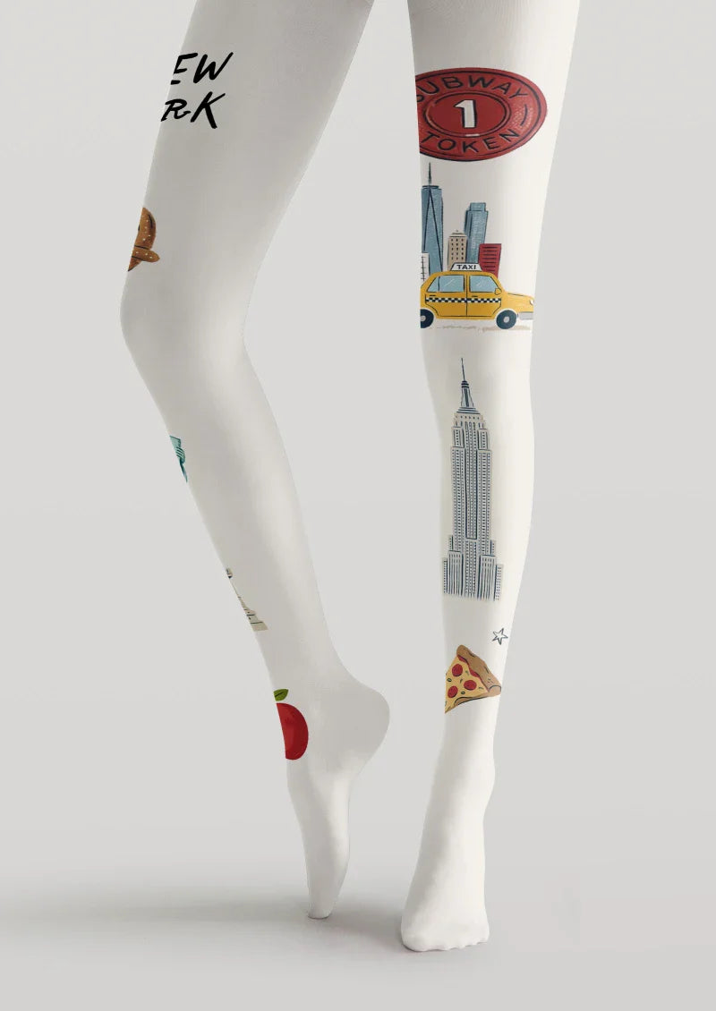 New York Theme Graphic Tights Hosiery Pantyhose