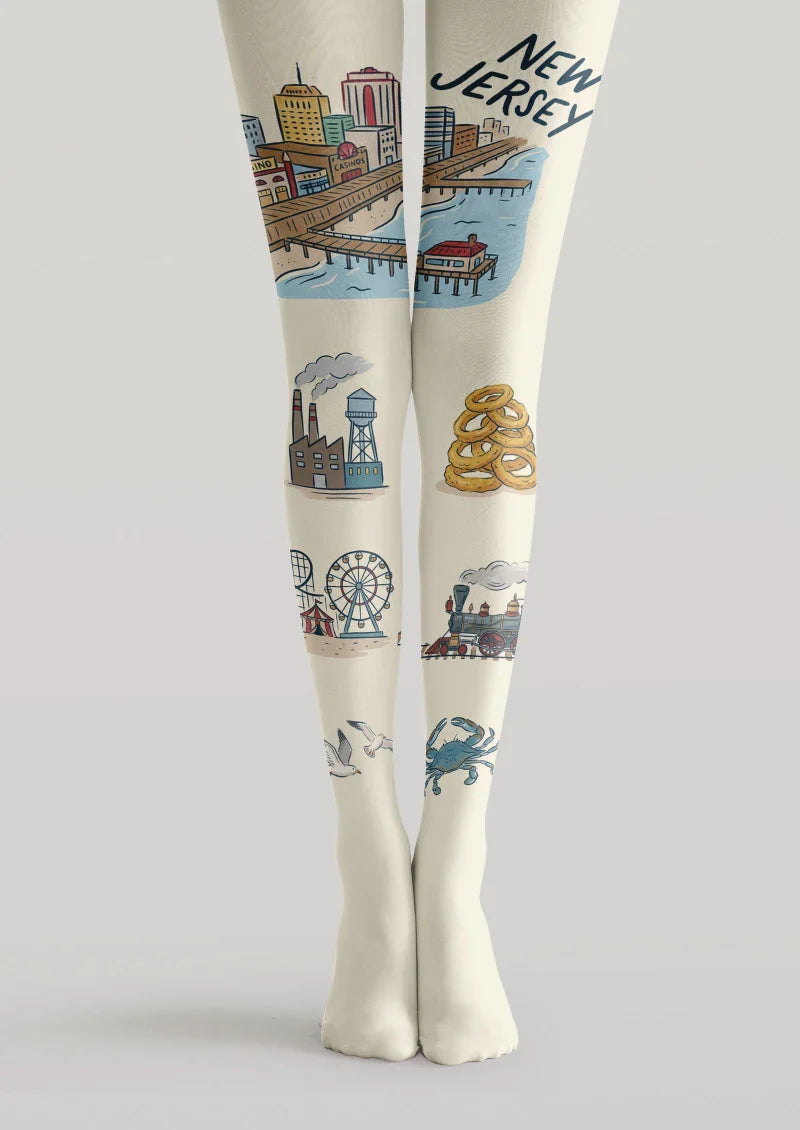 New Jersey Theme Graphic Tights Hosiery Pantyhose