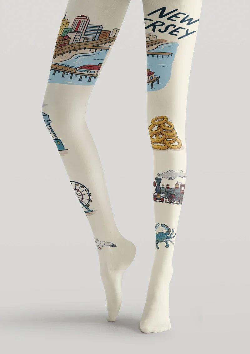New Jersey Theme Graphic Tights Hosiery Pantyhose