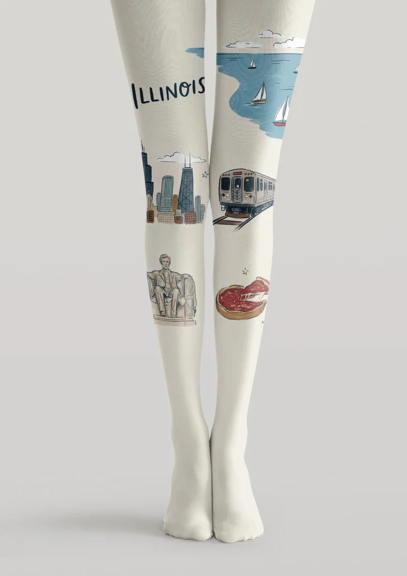 Illinois Theme Graphic Tights Hosiery Pantyhose