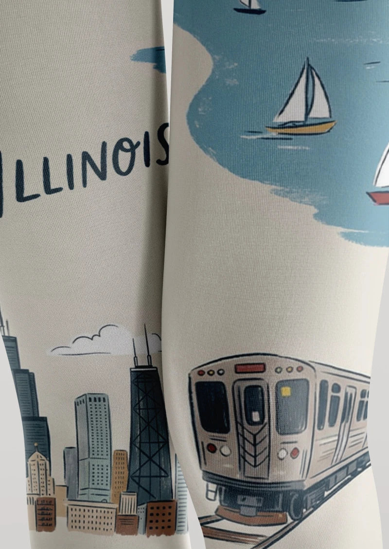 Illinois Theme Graphic Tights Hosiery Pantyhose