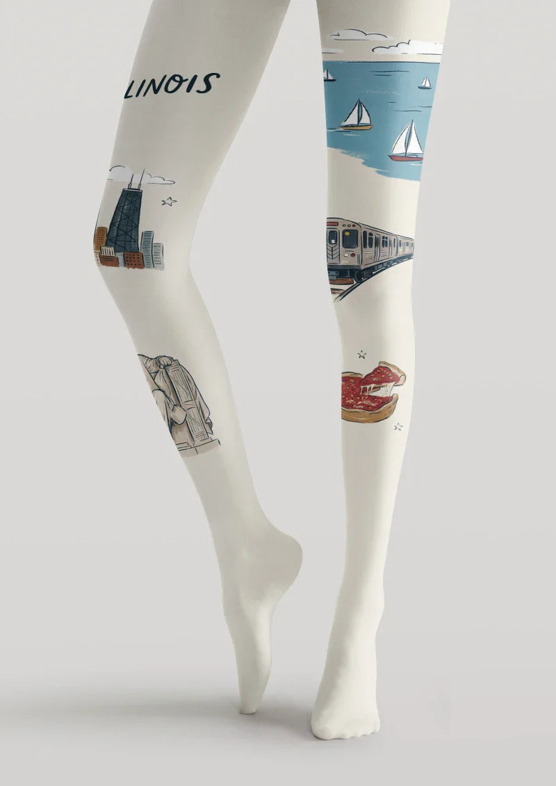 Illinois Theme Graphic Tights Hosiery Pantyhose