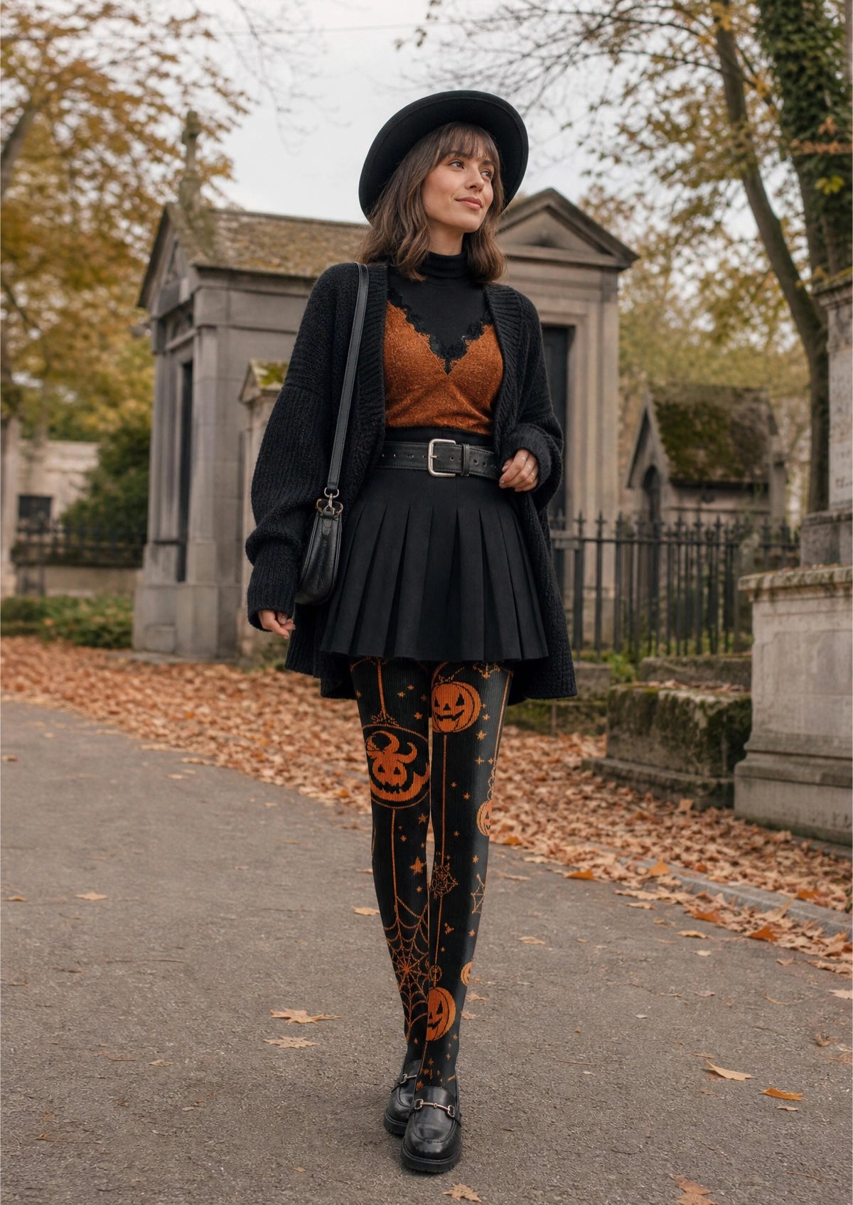 Orange Pumpkin Star Tights