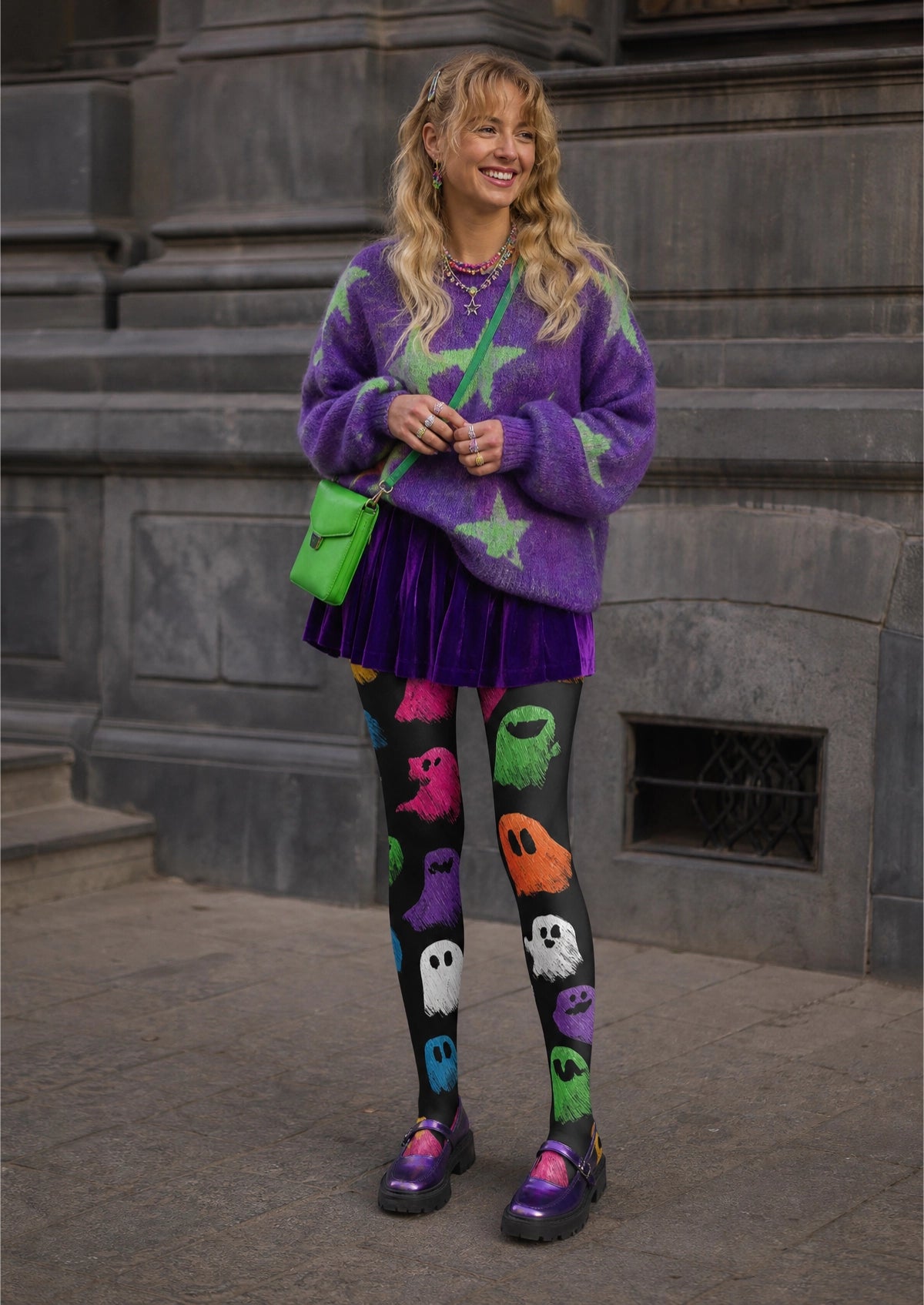 Colorful Little Ghosts Tights