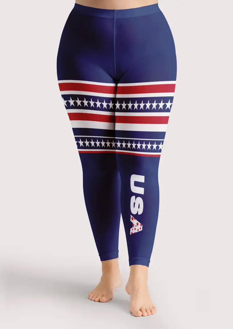 USA Stars and Stripes Graphic Footless Tights Hosiery Leggings