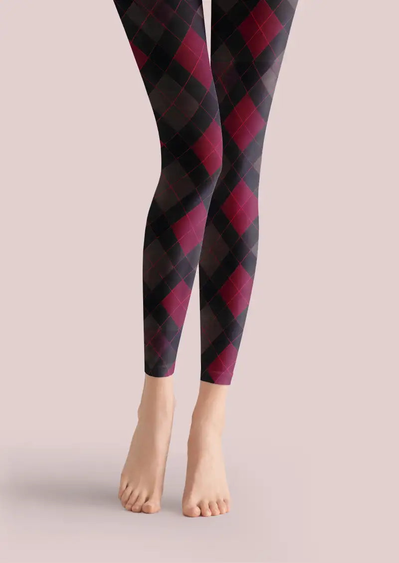 Argyle Abstract Diamond Pattern Footless Tights Hosiery Leggings