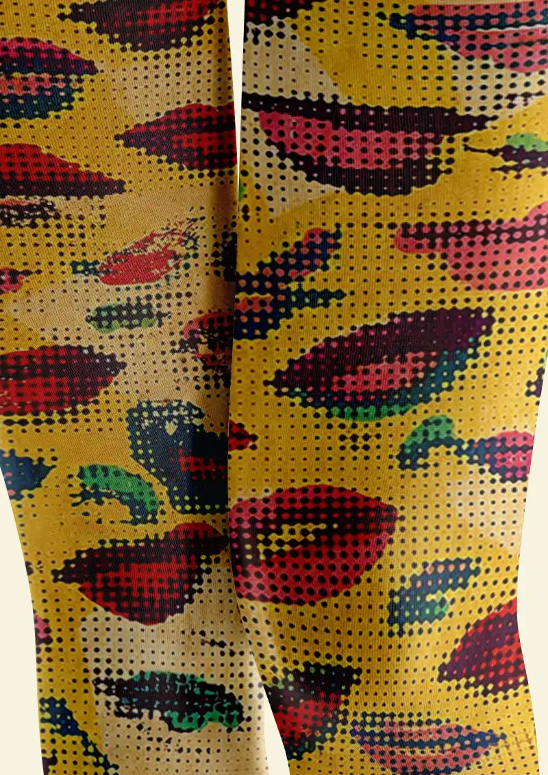 Pop Lips Dot Graphic Footless Tights Hosiery Leggings